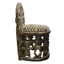 Load image into Gallery viewer, Early 1900s Hand-Carved African Tribal Chairs with Intricate Figurative Detailing
