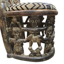 Load image into Gallery viewer, Early 1900s Hand-Carved African Tribal Chairs with Intricate Figurative Detailing
