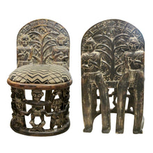 Load image into Gallery viewer, Early 1900s Hand-Carved African Tribal Chairs with Intricate Figurative Detailing