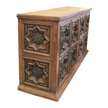 Load image into Gallery viewer, 1960s Spanish Sideboard with Geometric Carved Doors