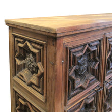 Load image into Gallery viewer, 1960s Spanish Sideboard with Geometric Carved Doors