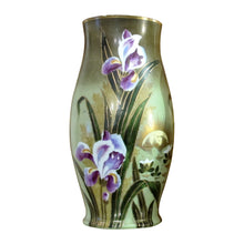 Load image into Gallery viewer, Pair of 1930s French Art Deco Hand-Painted Glass Vases with Irises