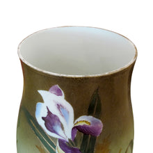 Load image into Gallery viewer, Pair of 1930s French Art Deco Hand-Painted Glass Vases with Irises