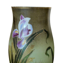 Load image into Gallery viewer, Pair of 1930s French Art Deco Hand-Painted Glass Vases with Irises