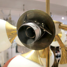 Load image into Gallery viewer, 1970s Swedish Brass Chandelier with Opaline Glass Globes