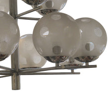 Load image into Gallery viewer, 1960s Belgian Geometric Chrome and Frosted Glass Globe Chandelier