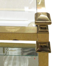 Load image into Gallery viewer, Pair of 1970s Italian Brass and Glass Two-Tier Side Tables with Mirrored Shelves
