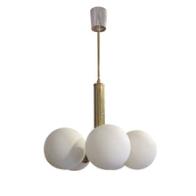 Load image into Gallery viewer, 1950s Swedish Brass Ceiling Light with Five Opal Glass Globes
