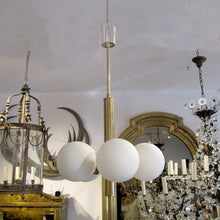 Load image into Gallery viewer, 1950s Swedish Brass Ceiling Light with Five Opal Glass Globes
