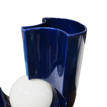 Load image into Gallery viewer, Italian Blue Glazed Ceramic Table Lamp with Opal Globe and Vase Detail, 1970s