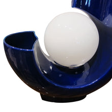 Load image into Gallery viewer, Italian Blue Glazed Ceramic Table Lamp with Opal Globe and Vase Detail, 1970s