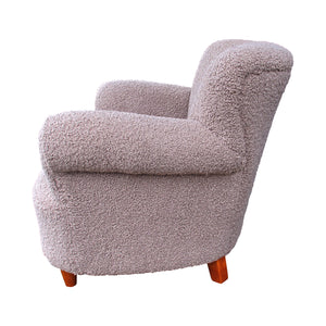Pair of 1950s Swedish armchairs in Taupe Bouclé Fabric