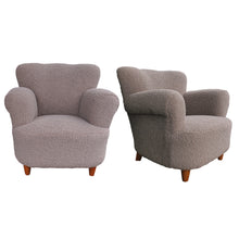 Load image into Gallery viewer, Pair of 1950s Swedish armchairs in Taupe Bouclé Fabric