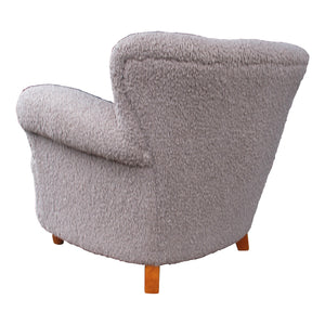 Pair of 1950s Swedish armchairs in Taupe Bouclé Fabric
