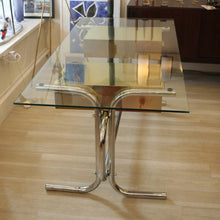 Load image into Gallery viewer, 1970s Glass Top on Tubular Metal frame with Brass Italian Desk