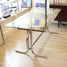 Load image into Gallery viewer, 1970s Glass Top on Tubular Metal frame with Brass Italian Desk