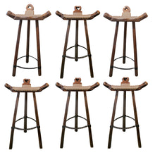 Load image into Gallery viewer, Set of 6 Sculptural Barstools by Sergio Rodrigues in Brazilian Hardwood
