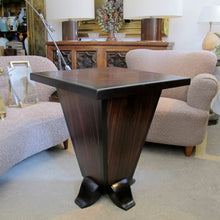 Load image into Gallery viewer, French Art Deco Walnut Veneer Side Table with Inverted Pyramid Base
