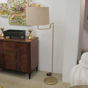 Pair of 1970s Swedish Brass Floor Lamps with Adjustable Swivel Arms