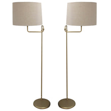 Load image into Gallery viewer, Pair of 1970s Swedish Brass Floor Lamps with Adjustable Swivel Arms
