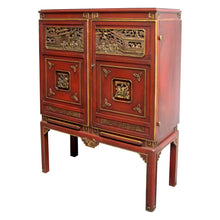 Load image into Gallery viewer, 1950s Swedish-made Chinoiserie Drinks Cabinet with Carved Panels

