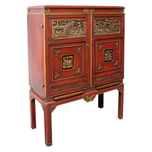 Load image into Gallery viewer, 1950s Swedish-made Chinoiserie Drinks Cabinet with Carved Panels