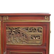 Load image into Gallery viewer, 1950s Swedish-made Chinoiserie Drinks Cabinet with Carved Panels
