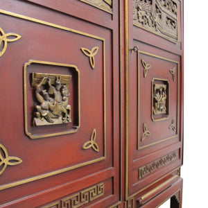 1950s Swedish-made Chinoiserie Drinks Cabinet with Carved Panels