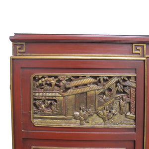 1950s Swedish-made Chinoiserie Drinks Cabinet with Carved Panels