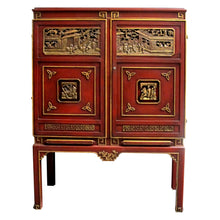 Load image into Gallery viewer, 1950s Swedish-made Chinoiserie Drinks Cabinet with Carved Panels
