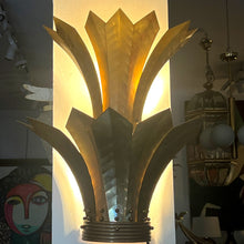 Load image into Gallery viewer, - Pair of Large French Mid-Century Brass Wall Sconces with Stylised Leaf Design, 1950s