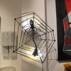 Mid-Century French Wrought Iron Spider Web Wall Light, circa 1950