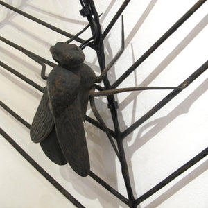 Mid-Century French Wrought Iron Spider Web Wall Light, circa 1950
