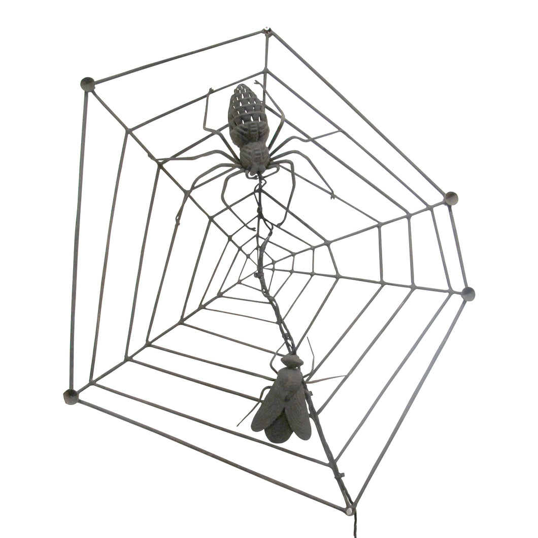Mid-Century French Wrought Iron Spider Web Wall Light, circa 1950
