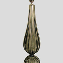 Load image into Gallery viewer, Pair of tall smoke grey Blown Murano glass table lamps