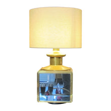 Load image into Gallery viewer, Pair of 1950s Italian Brass and Glass Table Lamps with Mirrored Panels