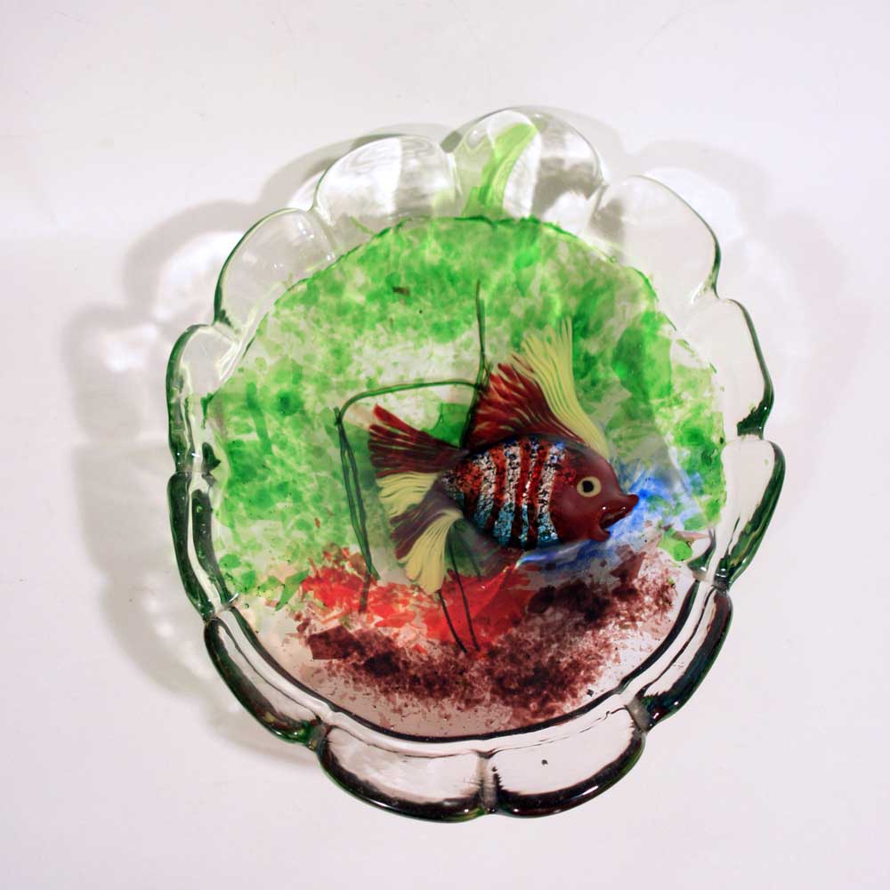 Murano glass bowl with aquarium fusion by Cenedese