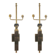 Load image into Gallery viewer, Pair of Mid-Century Spanish Brass Wall Sconces with Sculptural Bust Detail