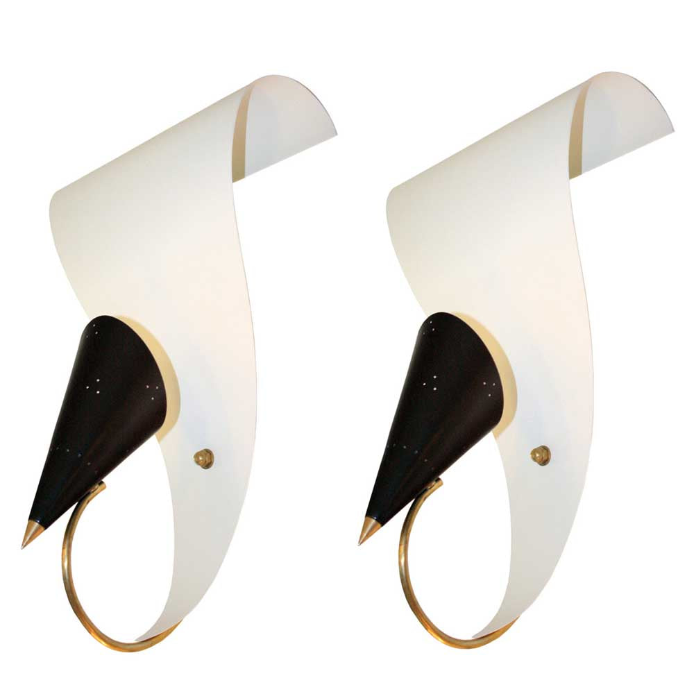 Pair of Riccio wall lights attributed to Gilardi Barzaghi.