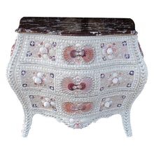 Load image into Gallery viewer, Pair of 1920s Swedish Bombe Chests with Marble Tops and Seashell Embellishment