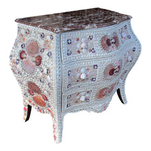Load image into Gallery viewer, Pair of 1920s Swedish Bombe Chests with Marble Tops and Seashell Embellishment