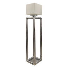 Load image into Gallery viewer, Pair of Tall 1970s Modernist Chrome Floor Lamps, Frosted Glass Cube Shades, English