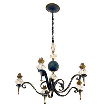 Load image into Gallery viewer, Mid-Century French Wrought Iron and Cristal de Sèvres Five-Branch Chandelier