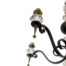 Load image into Gallery viewer, Mid-Century French Wrought Iron and Cristal de Sèvres Five-Branch Chandelier