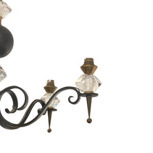 Load image into Gallery viewer, Mid-Century French Wrought Iron and Cristal de Sèvres Five-Branch Chandelier