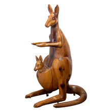 Load image into Gallery viewer, Life-Size Oak Kangaroo Sculpture on Wheels, Spain, 1960s