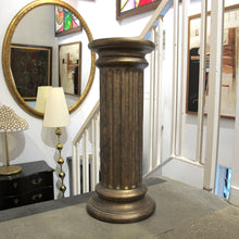 Load image into Gallery viewer, Pair of Bronze Finish Ceramic Fluted Columns – Decorative Pedestals, English