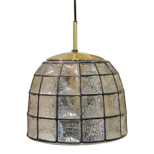 Load image into Gallery viewer, 1960s Glashütte Limburg Pendant Light with Textured Glass Dome, German