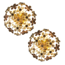 Load image into Gallery viewer, Pair of Maison Bagues Crystal Floral Ceiling Lights, French 1970