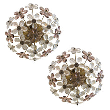 Load image into Gallery viewer, Pair of Maison Bagues Crystal Floral Ceiling Lights, French 1970